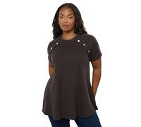 Yours Curve Brown Textured Button Swing Top - Women's - Plus Size Curve