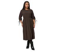 Yours Curve Brown Textured Check Midi Dress - Women's - Plus Size Curve