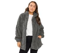 Yours Curve Grey Textured Fleece Jacket - Women's - Plus Size Curve