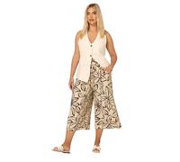 Yours Curve Brown Textured Floral Midaxi Culottes - Women's - Plus Size Curve