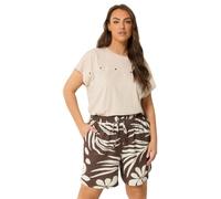 Yours Curve Brown Tropical Print Shorts - Women's - Plus Size Curve