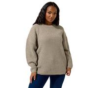 Yours Curve Brown Waffle Knit Jumper - Women's - Plus Size Curve