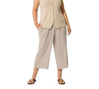 Yours Curve Brown Wide Leg Ankle Grazer Linen Trousers - Women's - Plus Size Curve