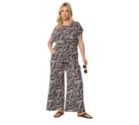 Yours Women's Zebra Grown On Sleeve Top in Dark Brown | Size: 20