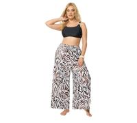 Yours Curve Brown Zebra Print Wide Leg Trousers - Women's - Plus Size Curve