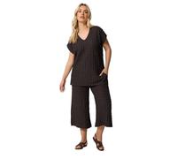 Yours Curve Brown Bubble Texture Cropped Trousers - Women's - Plus Size Curve