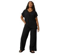 Yours Women's Bubble Textured Wide Leg Trousers in Black | Size: 20 Yours Black 20