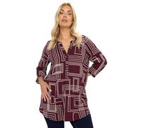 Yours Curve Burgundy Abstract Half Placket Shirt - Women's - Plus Size Curve