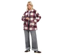 Yours Curve Burgundy Check Teddy Fleece Jacket - Women's - Plus Size Curve