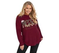 Yours Curve Burgundy 'Merry Christmas' Sequin Embellished Sweatshirt - Women's - Plus Size Curve