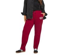 Yours Curve Burgundy 'New York' Straight Leg Joggers - Women's - Plus Size Curve