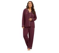 Yours Curve Burgundy Red Boyfriend Pyjama Set - Women's - Plus Size Curve