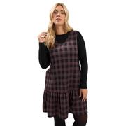 Yours Curve Burgundy Red & Check Pinafore Dress - Women's - Plus Size Curve