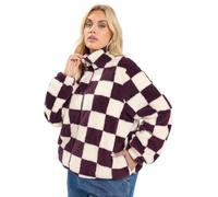 Yours Women's Checked Zip Through Fleece in Burgundy | Size: 30/32