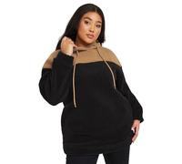Yours Curve & Burgundy Red Colourblock Teddy Fleece Hoodie - Women's - Plus Size Curve