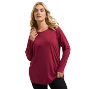 Yours Curve Burgundy Red Long Sleeve Core T-Shirt - Women's - Plus Size Curve