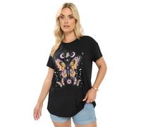 Yours Curve Butterfly Print T-Shirt - Women's - Plus Size Curve Black