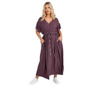 Yours Curve Button Chambray Maxi Dress - Women's - Plus Size Curve Purple