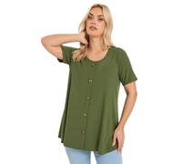 Yours Curve Button Front Ribbed Swing Top - Women's - Plus Size Curve