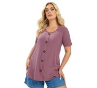 Yours Curve Button Front Ribbed Swing Top - Women's - Plus Size Curve