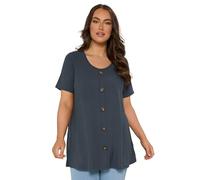 Button Front Ribbed Swing Top Yours Dark Blue 22-24