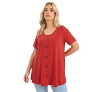 Yours Curve Button Front Ribbed Swing Top - Women's - Plus Size Curve