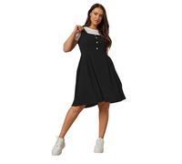 Yours Curve Button Front Textured Pinafore Dress - Women's - Plus Size Curve Black