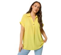 Yours Women's Button Half Placket Blouse in Yellow | Size: 26-28 Yours Yellow 26-28