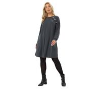 Yours Curve Button Ribbed Tunic Dress - Women's - Plus Size Curve Grey