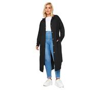 Buttoned Through Hooded Maxi Jacket Yours Black 22-24