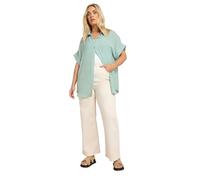 Yours Curve Button Through Oversized Shirt - Women's - Plus Size Curve Blue