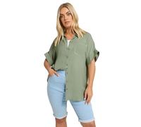 Yours Curve Button Through Oversized Shirt - Women's - Plus Size Curve Green