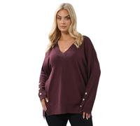 Yours Curve Button V-Neck Jumper - Women's - Plus Size Curve Purple
