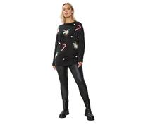 Yours Curve Candy Cane Sequin Novelty Christmas Jumper - Women's - Plus Size Curve Black