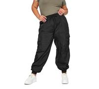 Yours Curve Cargo Pocket Parachute Trousers - Women's - Plus Size Curve Black