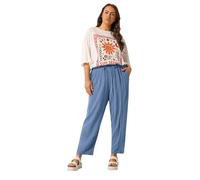 Yours Curve Chambray Barrel Trousers - Women's - Plus Size Curve Blue