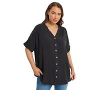 Yours Curve Chambray Button Through Blouse - Women's - Plus Size Curve Black