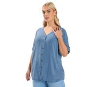 Yours Curve Chambray Button Through Blouse - Women's - Plus Size Curve Blue