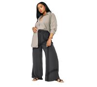 Yours Curve Chambray Tie Front Wide Leg Trousers - Women's - Plus Size Curve