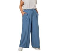 Yours Curve Chambray Tie Front Wide Leg Trousers - Women's - Plus Size Curve Blue