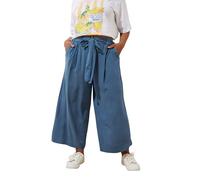 Chambray Tie Waist Cropped Trousers Yours Blue 18