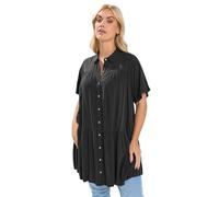 Yours Women's Chambray Tiered Smock Shirt in Black | Size: 26-28 Yours Black 26-28