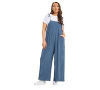 Yours Curve Chambray Wide Leg Dungarees - Women's - Plus Size Curve