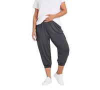 Yours Curve Charcoal Cropped Cargo Harem Joggers - Women's - Plus Size Curve