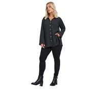 Yours Curve Charcoal Diamante Button Textured Shirt - Women's - Plus Size Curve