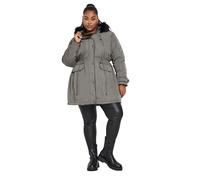 Yours Curve Charcoal Faux Fur Trim Plush Parka Jacket - Women's - Plus Size Curve