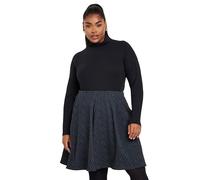 Yours Curve Charcoal Leopard Print Panelled Skirt - Women's - Plus Size Curve