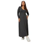 Yours Curve Charcoal Ribbed Flare Maxi Dress - Women's - Plus Size Curve