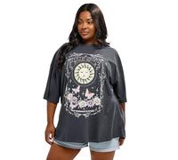 Yours Curve Charcoal 'The Sun' Graphic Oversized T-Shirt - Women's - Plus Size Curve
