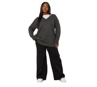 Yours Curve Charcoal V-Neck Jumper - Women's - Plus Size Curve